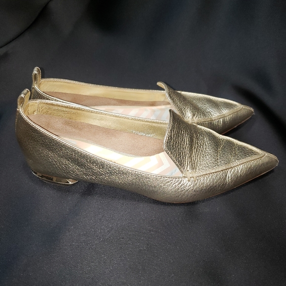 Nicholas Kirkwood Beya Pointed Metallic Gold Flats - Picture 2 of 5